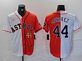 Men's Houston Astros #44 Yordan Alvarez Number White Orange Split Stitched Baseball Jersey Dzhi,baseball caps,new era cap wholesale,wholesale hats